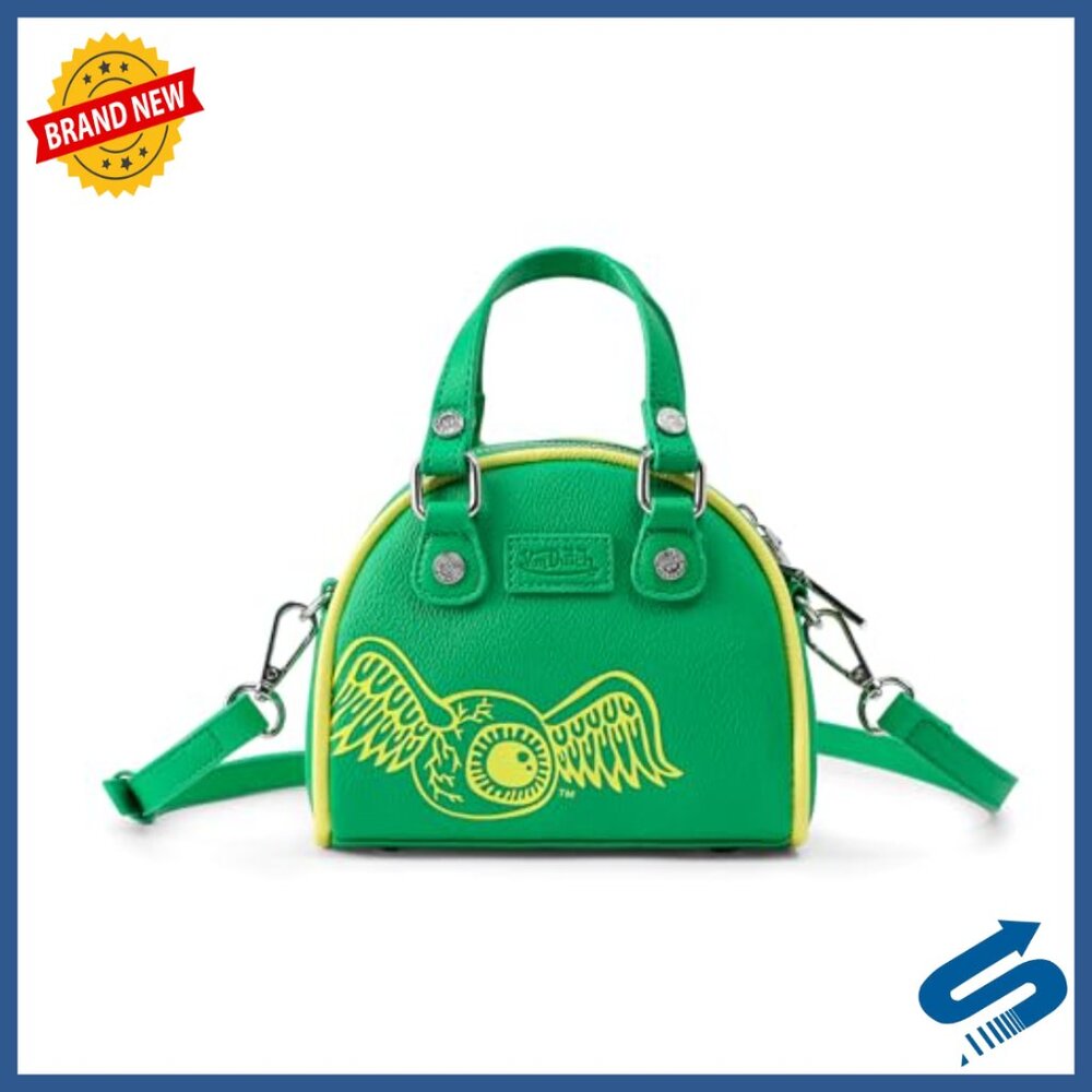 Mini Vegan Leather Crossbody Bag with Top Handles and Logo Hardware - Picture 5 of 7